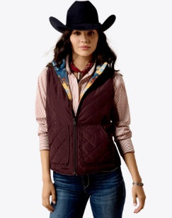 10079665 | ARIAT WOMEN'S DILON 2.0 REVERSIBLE INSULATED VEST - CHOCOLATE PLUM & LAKESIDE SOUTHWEST