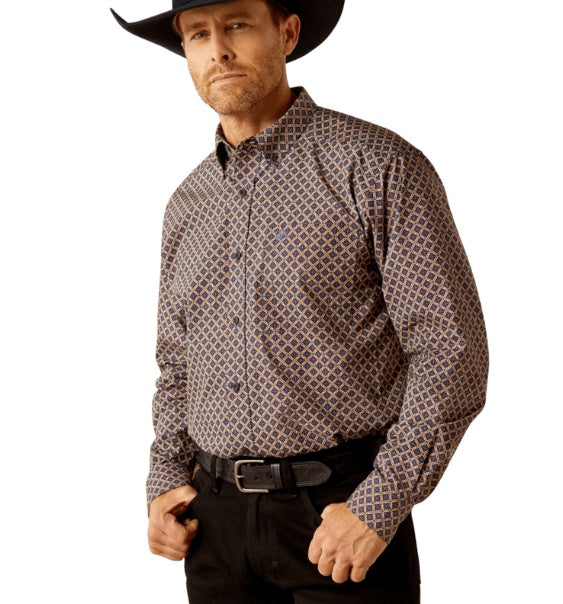 10054088 | ARIAT MEN'S NAVY CRAWFORD CLASSIC FIT LS SHIRT