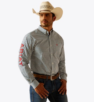 10048421 | ARIAT MEN'S TEAM LOCHLAN FITTED L/S SHIRT - WHITE