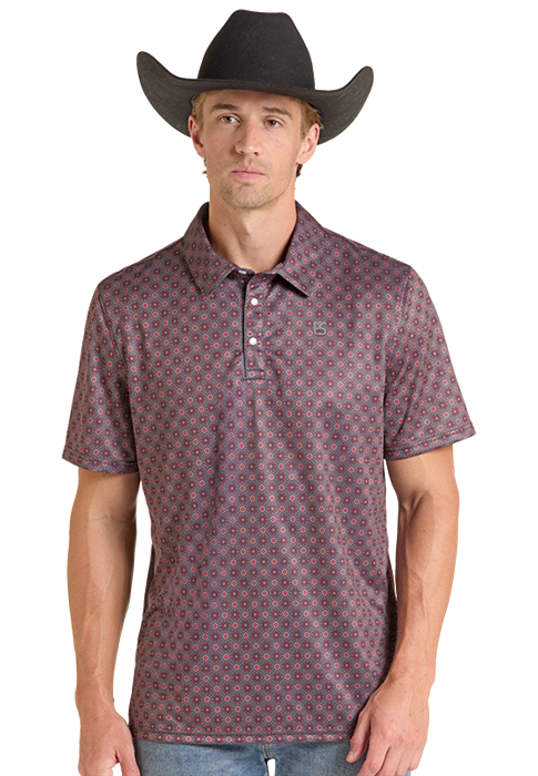 TM51T09520 | ROCK & ROLL MEN'S GEOMETRIC SNAP POLO