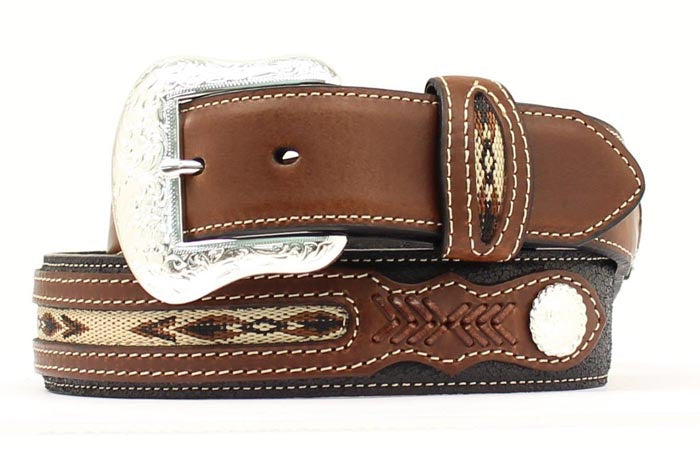 N2475701 | NOCONA MENS TOP HAND BLACK&BROWN AZTEC RIBBON BELT