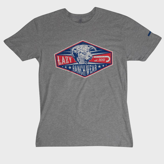 WDHEREFORD | LAZY J RANCH BLUE DIAMOND RANCH HEATHER GREY SS T-SHIRT