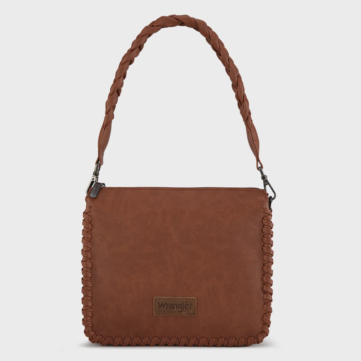 WG183-8312BR | WRANGLER WHIPSTITCH BRAIDED STRAP HOBO/CROSSBODY PURSE - BROWN