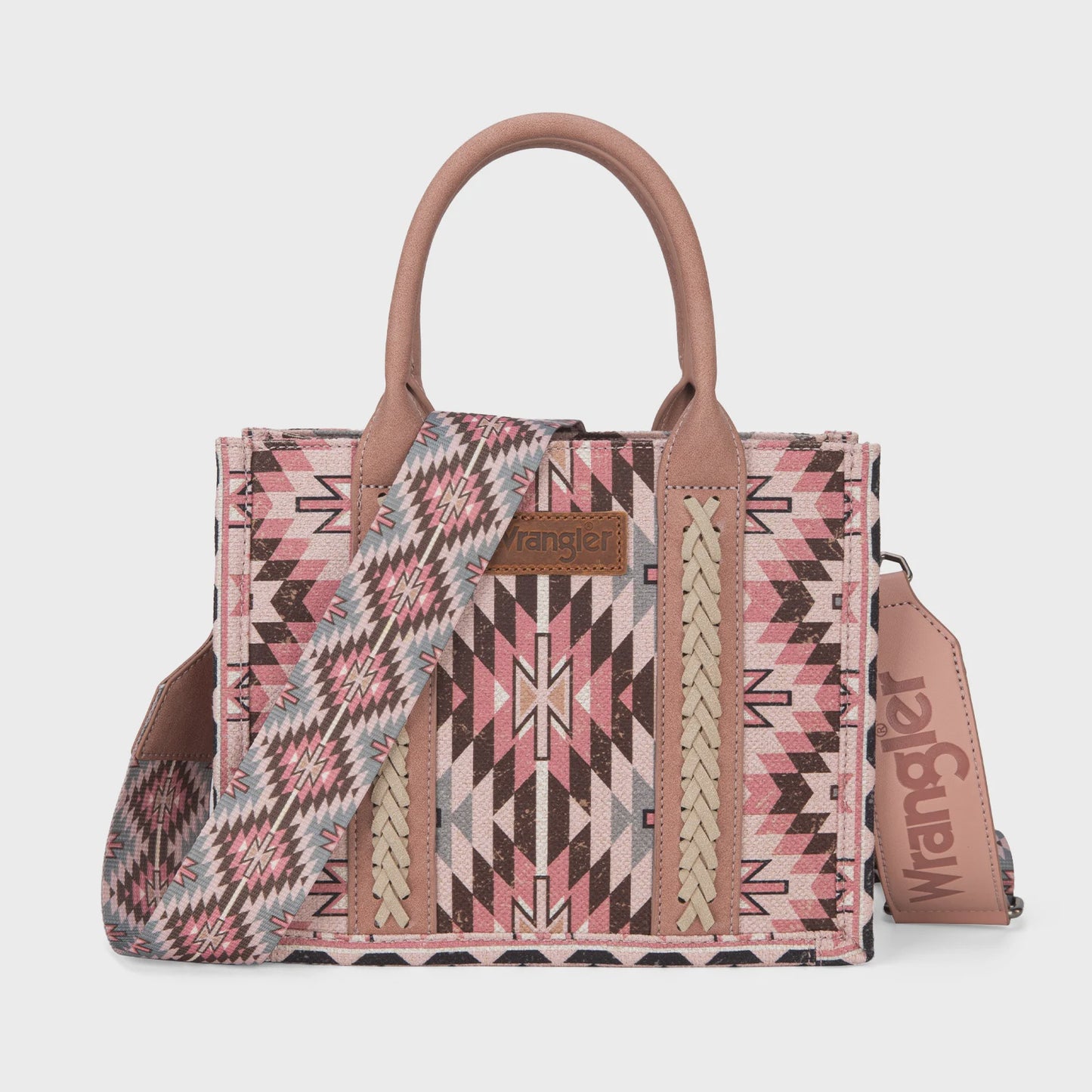 WG2213-8120SDPK | WRANGLER SMALL SOUTHWESTERN PATTERN TOTE/CROSSBODY - DARK PINK