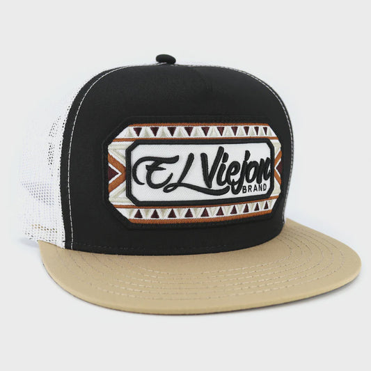 EL VIEJON AZTECA KHAKI/BLACK/WHITE FLAT VISOR CAP