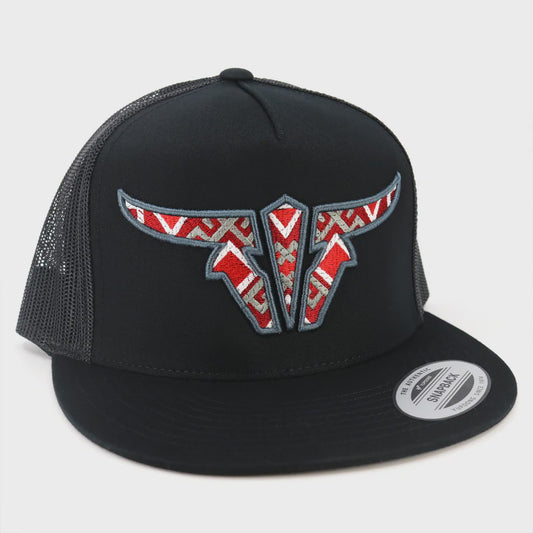 TORO BULL AZTEC BLACK TRUCKER FLAT VISOR HAT