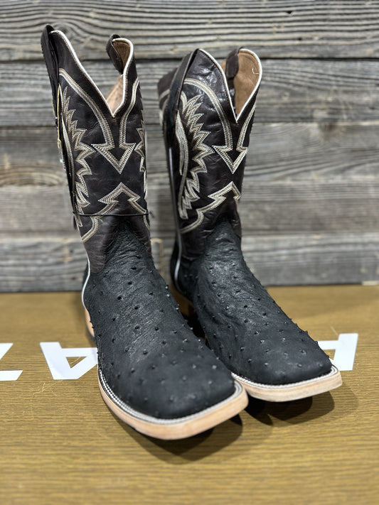 RANCHERS ROUGHOUT OSTRICH BLACK MUSTANG TOE HYBRID