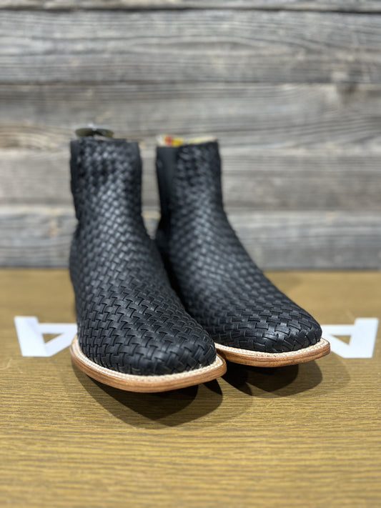 AGAVE ANKLE BOOT LEATHER BASKET WEAVE BLACK RODEO