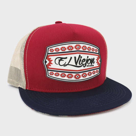 EL VIEJON COMANCHE NAVY/MAROON/TOPE FLAT VISOR HAT