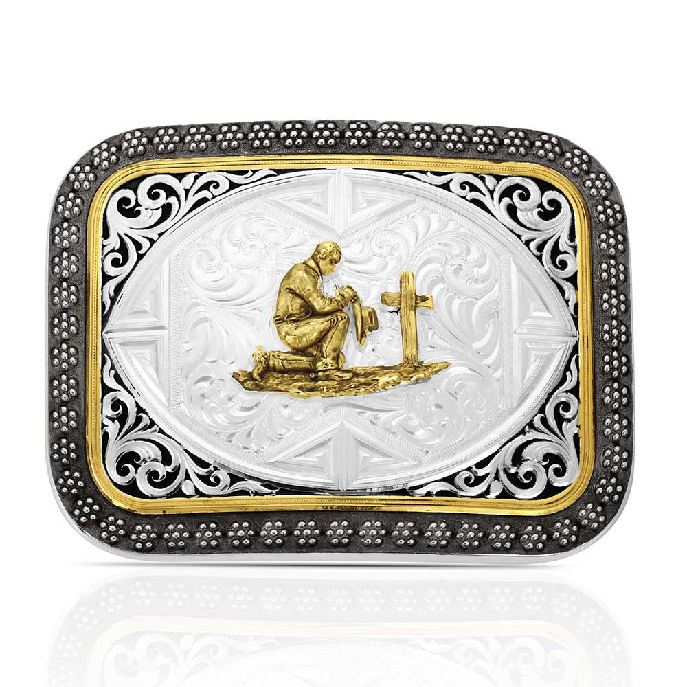 56400-917M | MONTANA SILVERSMITH DESERT SKY PRAYING COWBOY RECTANGLE BUCKLE