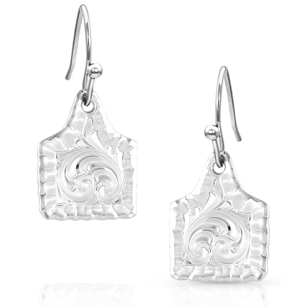 ER5398 | MONTANA SILVERSMITH CHISELED COW TAG EARRINGS