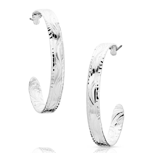 ER5663 | MONTANA SILVERSMITHS TIMELESS ELEGANCE CHISELED HOOP EARRINGS