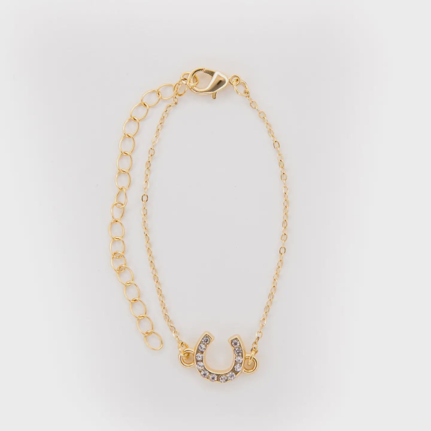 WC-BR15G | WEST&CO 18K GOLD PLATED DIANTY RHINESTON HORSESHOE CHAIN BRACELET