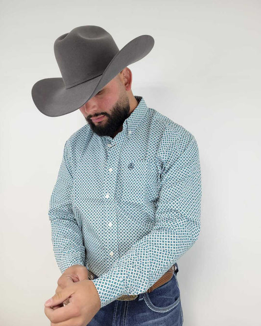 SKCL2023006 | CUEROLINE WHITE/GREEN DIAMOND L/S SHIRT