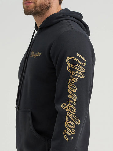 112365736 | WRANGLER MEN'S JET BLACK ROPE LOGO HOODIE