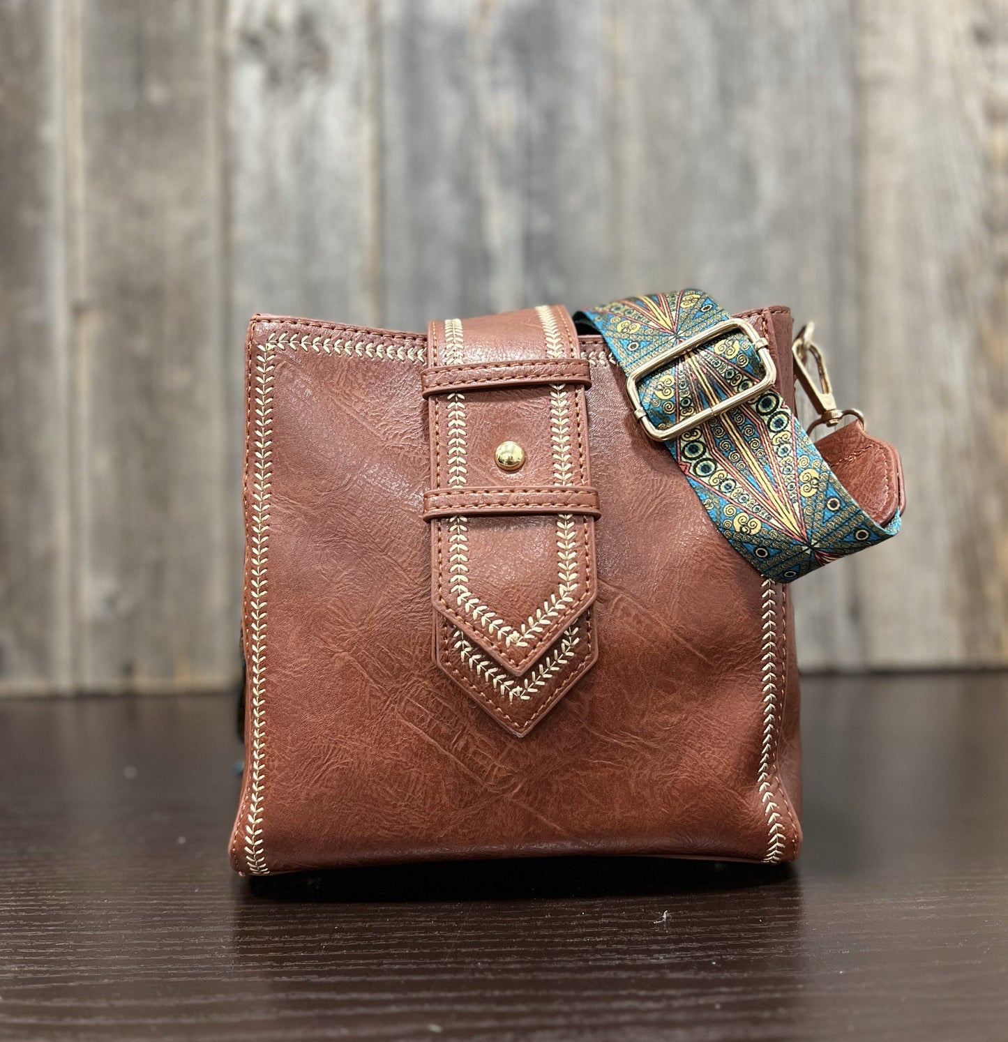 WOMENS MINI BROWN LEATHER BAG W/ STRAP