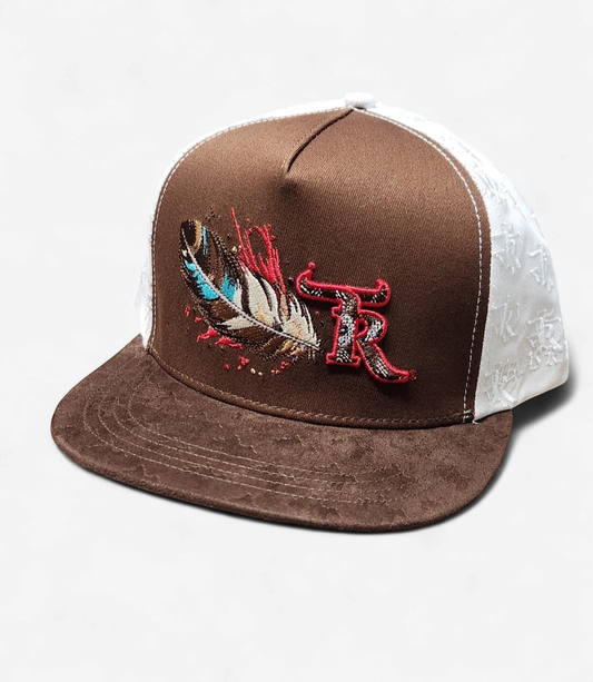 TEXAS RANCH FEATHER TR SUEDE CAP - BRWN/WHT