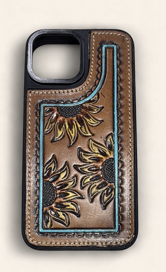S-9698-TOOLED | MYRA 13 PRO MAX SUNFLOWER EMBOSSED PHONE CASE