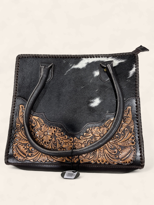 18FKH44 | CHALLENGER WMNS HAND BAG COWHIDE HAND TOOLED LEATHER