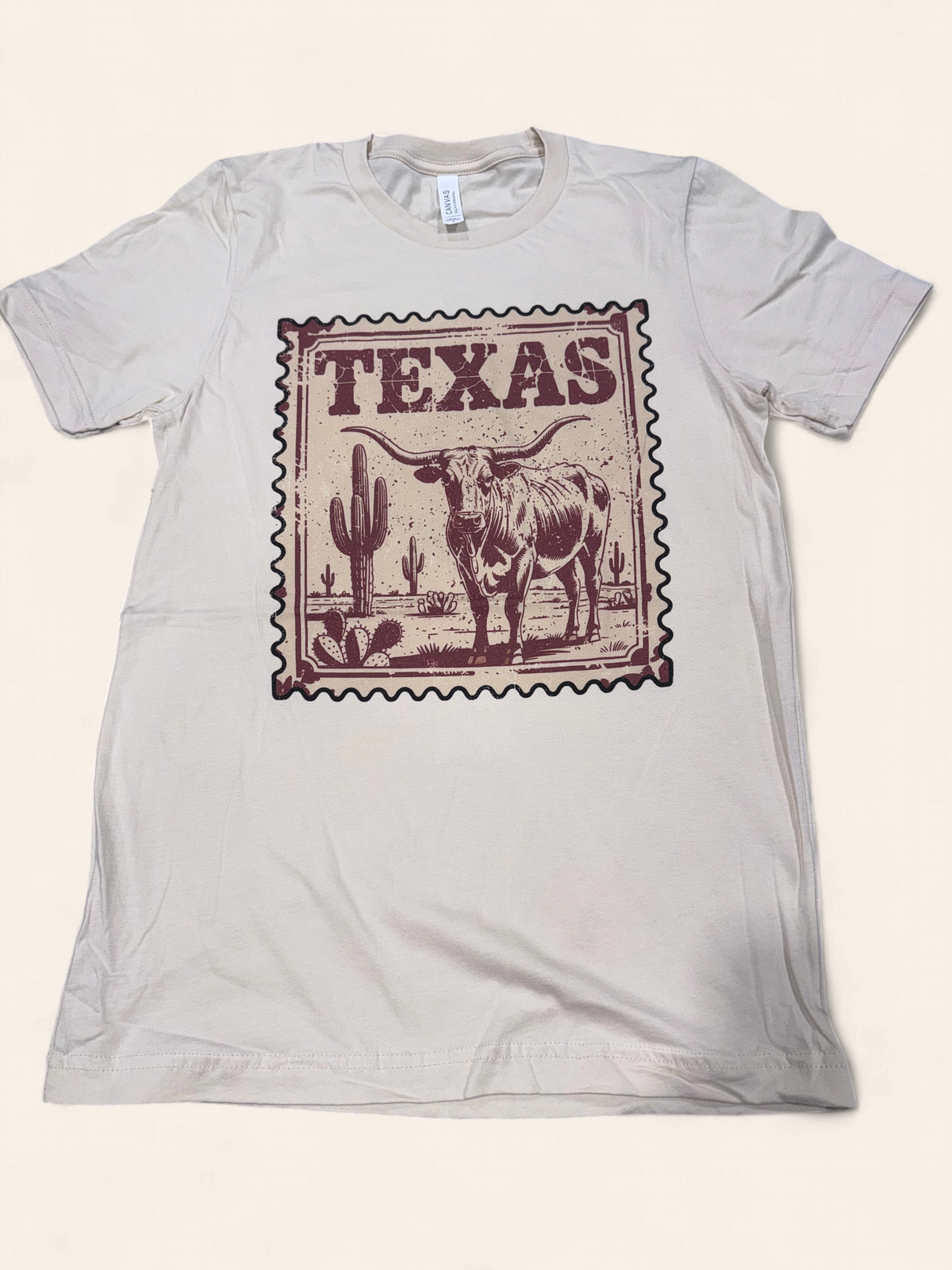 WOMEN'S CREME TEXAS LONGHORN STAMP S/S TEE