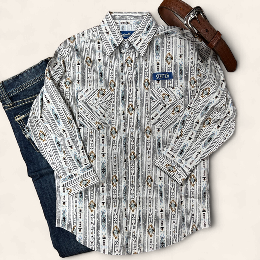 **FINAL SALE**RBN2S08243 | ROCK & ROLL TAN BOYS LS SNAP SHIRT