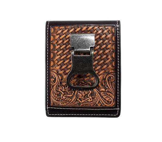 N500052002 | NOCONA FLORAL BASKET WEAVE MONEY CLIP WALLET