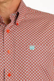 MTW1105751 | CINCH MENS RED DIAMOND BUTTON UP