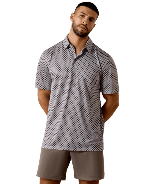 10073471 | ARIAT MEN'S WHITE GEO POLO