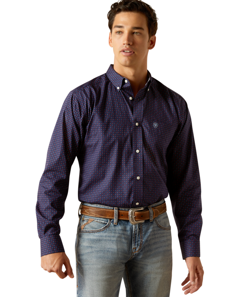 10051484 | ARIAT MEN'S WRINKLE FREE WELLS FITTED L/S SHIRT - PEACOAT