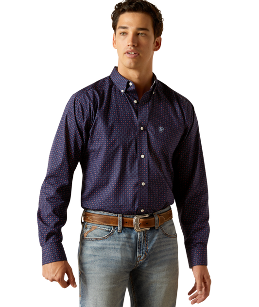10051484 | ARIAT MEN'S WRINKLE FREE WELLS FITTED L/S SHIRT - PEACOAT