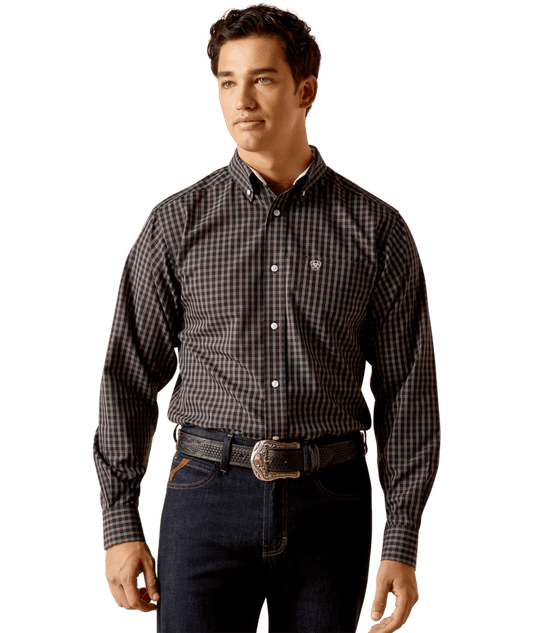 10051476 | ARIAT MEN'S WRINKLE FREE BROOKLYN FITTED L/S SHIRT - BLACK