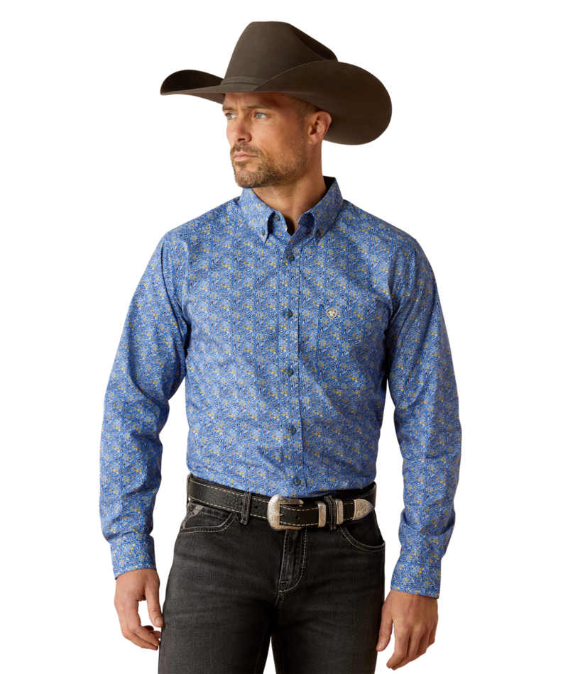 10052367 | ARIAT MEN'S THELL FITTED L/S SHIRT - DARK BLUE