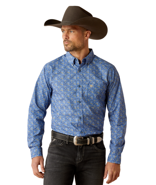 10052367 | ARIAT MEN'S THELL FITTED L/S SHIRT - DARK BLUE
