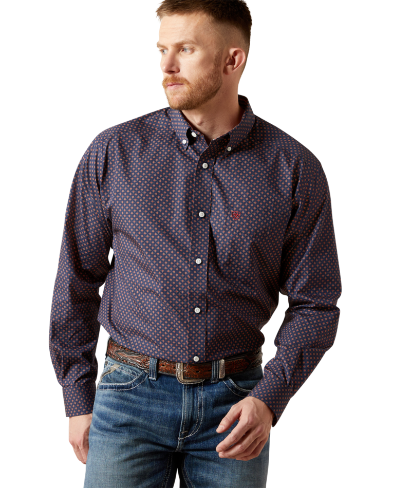 10065808 | ARIAT MENS NAVY CLASSIC FIT - WRINKLE FREE SHIRT
