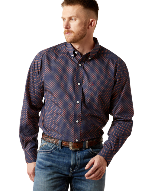 10065808 | ARIAT MENS NAVY CLASSIC FIT - WRINKLE FREE SHIRT