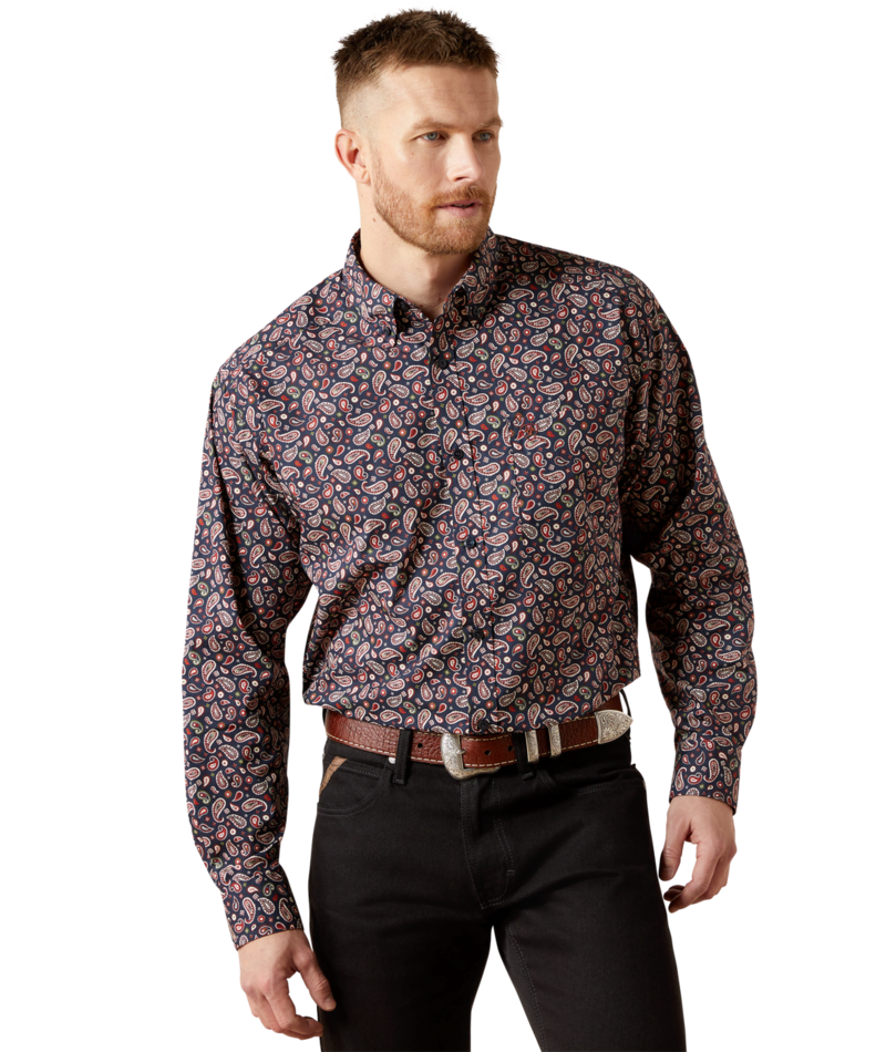 10065793 | ARIAT MEN'S NAVY WALLACE CLASSIC FIT LS SHIRT