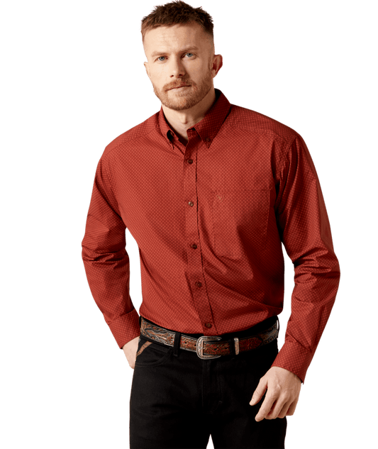 10065792 | ARIAT MEN'S DARK RED WREN CLASSIC FIT LS SHIRT