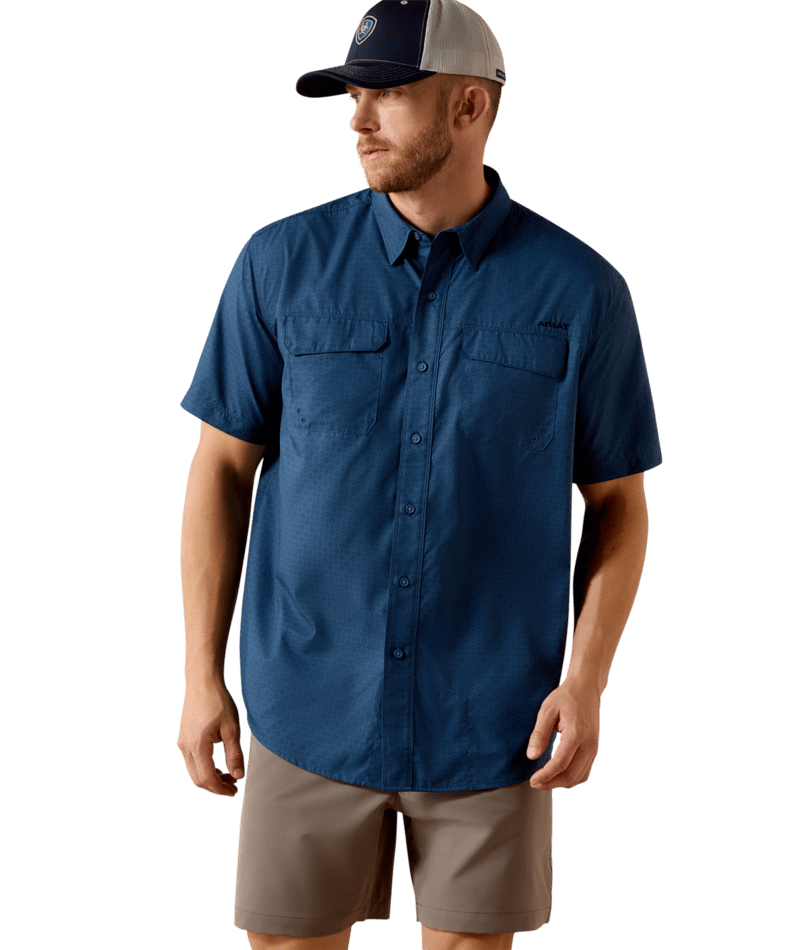 10071050 | ARIAT MENS PRINTED VENTTEK OUTBOUND CLASSIC FIT SHIRT - DARK DENIM NAVY