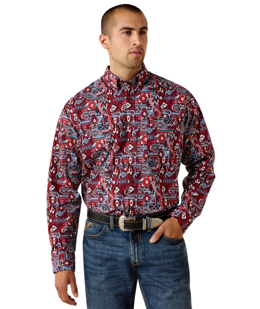 10071608 | ARIAT MEN’S TRAPPER CLASSIC FIT L/S SHIRT - MARON BANNER DIAMOND