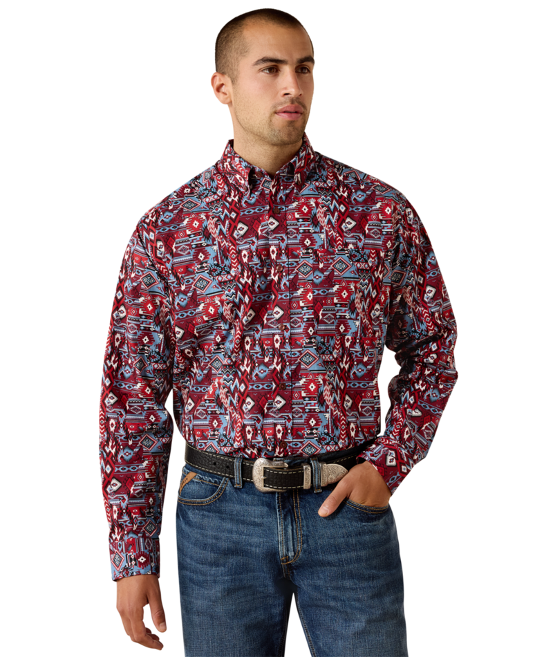 10071608 | ARIAT MEN’S TRAPPER CLASSIC FIT L/S SHIRT - MARON BANNER DIAMOND
