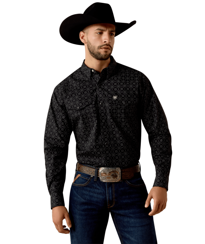 10073621 | ARIAT MEN'S FRITZ CLASSIC FIT L/S SNAP SHIRT - BLACK MEDALLION