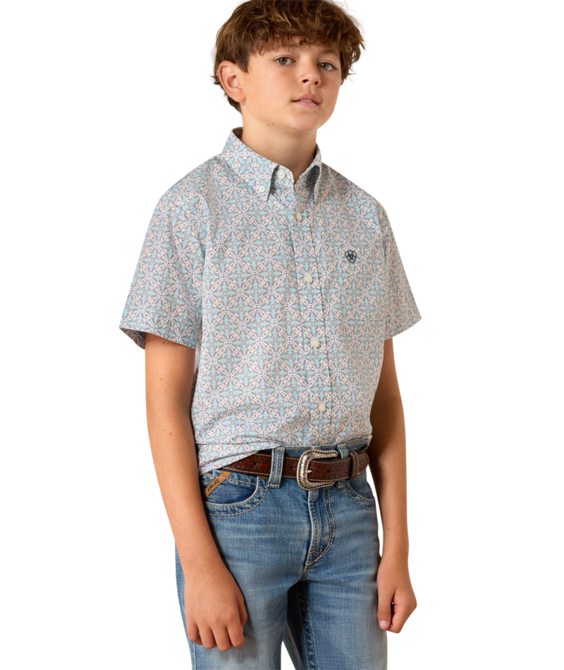 10071676 | ARIAT BOYS PIER SHIRT - BLUE ELIXIR SOUTHWEST