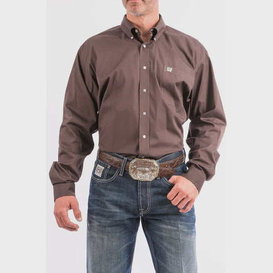 MTW1104236 CINCH MEN'S BROWN SOLID L/S SHIRT