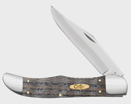 14008 | CASE KNIVES - SMOOTH BLACK CURLY OAK WOOD FOLDING HUNTER KNIFE