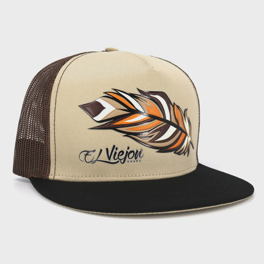 EL VIEJON PLUMA BLACK/TAN/BROWN FLAT VISOR HAT