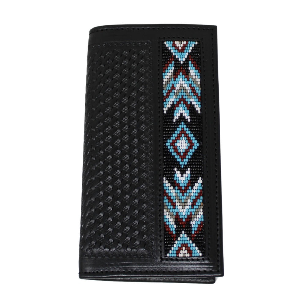 18RSW100R | CHALLENGER BLACK BASKETWEAVE BEADED RODEO WALLET