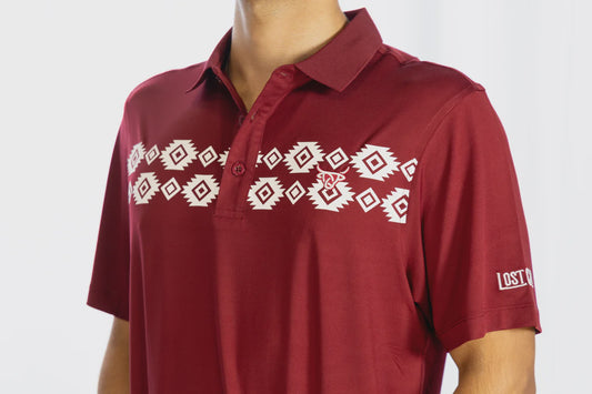 LOST CALF AZTEC POLO - BURGUNDY