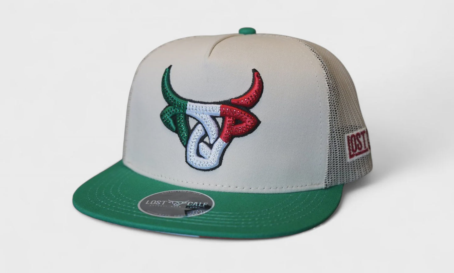 LOST CALF MEXICALF JEWEL KHAKI GREEN FLAT CAP