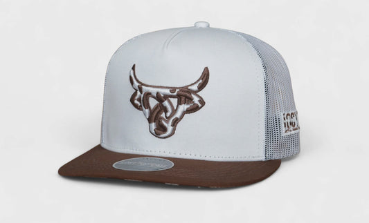 LOST CALF COWHIDE WHITE/BROWN CAP