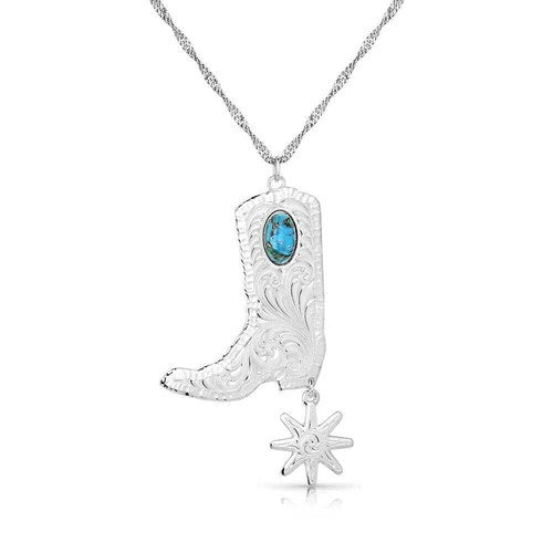 NC5667 | MONTANA SILVERSMITH CHISELED BOOTS & SPURS TURQUOISE NECKLACE